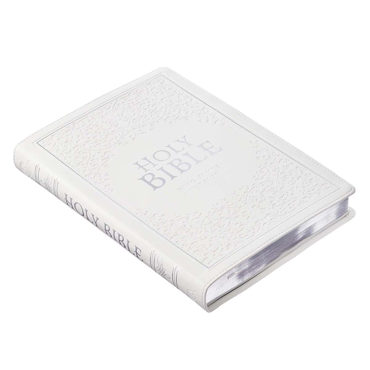 9781642724677_feature1 KJV White Faux Leather Thinline Large Print Bible With Thumb Indexing - Image 4