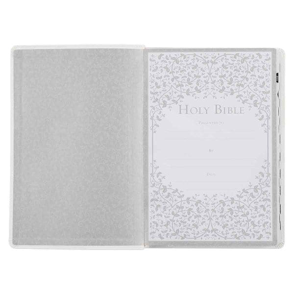 KJV White Faux Leather Thinline Large Print Bible With Thumb Indexing - Image 5