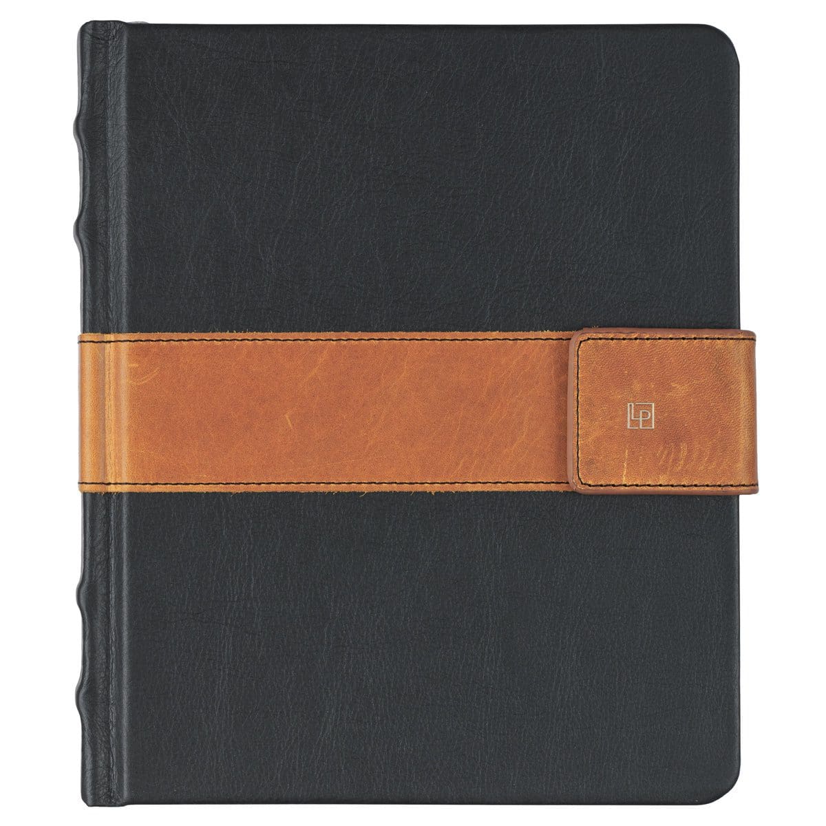 9781953311306_front Leatherpress Slate Black and Chai Tan Genuine African Leather Sketch Book - Image 1