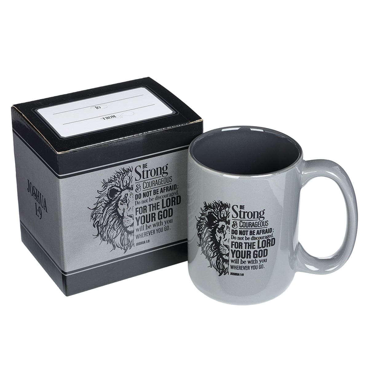 1220000130159_feature1 Be Strong & Courageous Grey Ceramic Mug Joshua 1:9 - Image 9