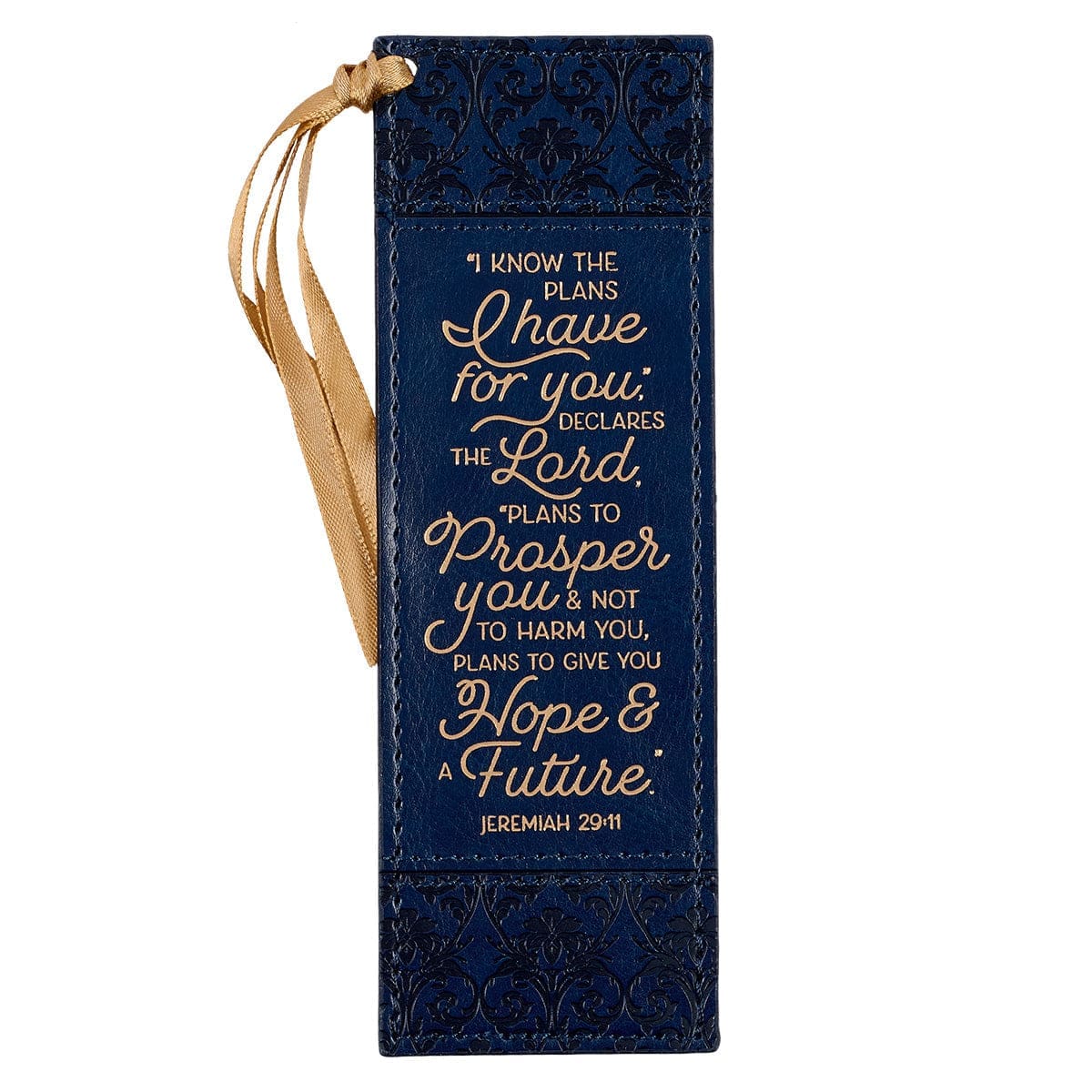 1220000321168_front I Know The Plans I Have For You Jeremiah 29:11 Navy (Faux Leather Bookmark) - Image 5