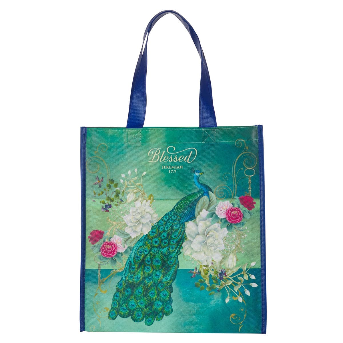 1220000322134_front Blessed Non-Woven Tote Bag - Jeremiah 17:7 - Image 7