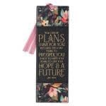 For I Know the Plans I Have For You Black Faux Leather Bookmark - Image 3