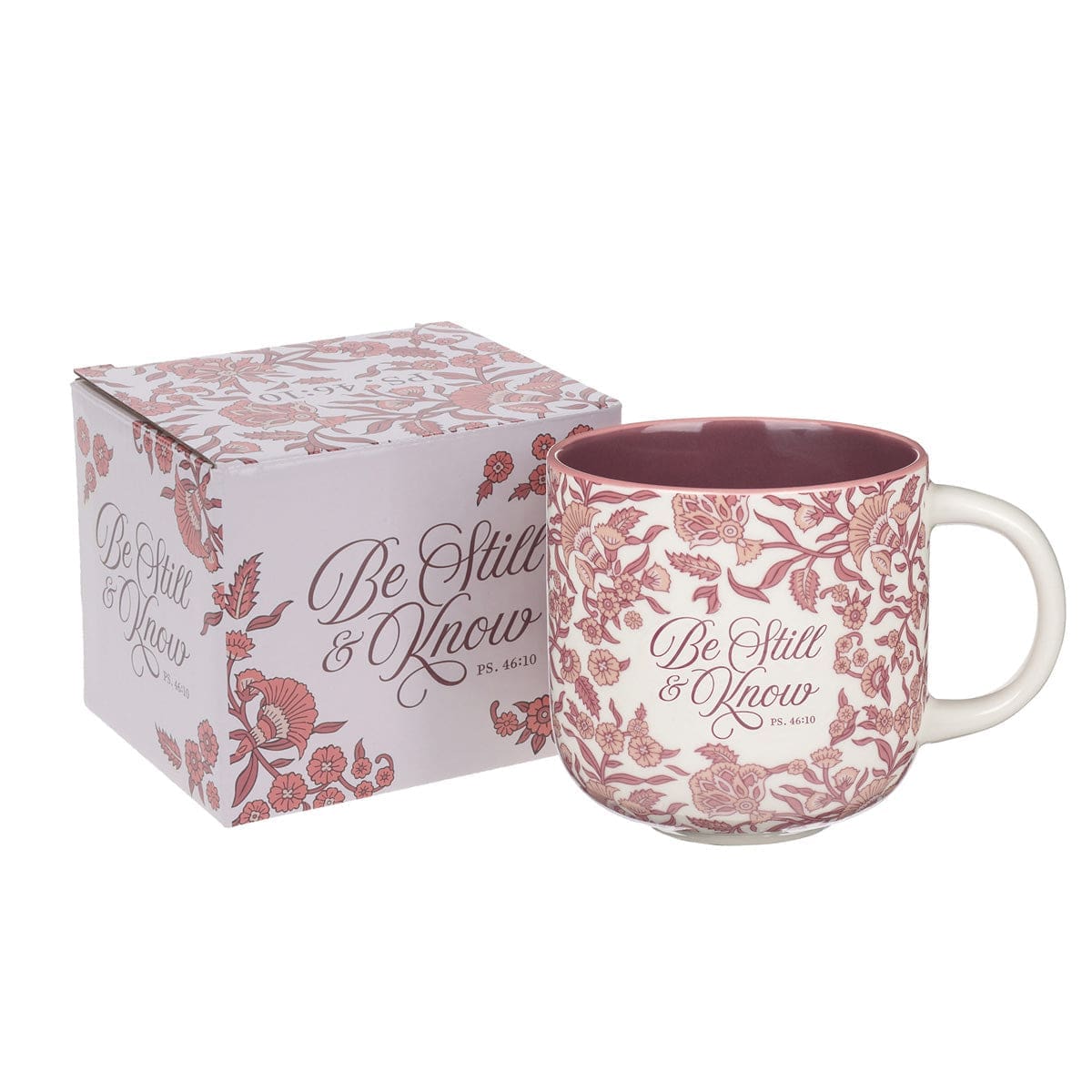 1220000326453_feature1 Be Still & Know Ceramic Mug with Burgundy Interior - Image 7