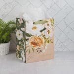 Congratulations Neutral Floral Portrait Gift Bag with Gift Tag - Image 5