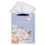 Congratulations Blue Floral Portrait Gift Bag with Gift Tag - Image 3