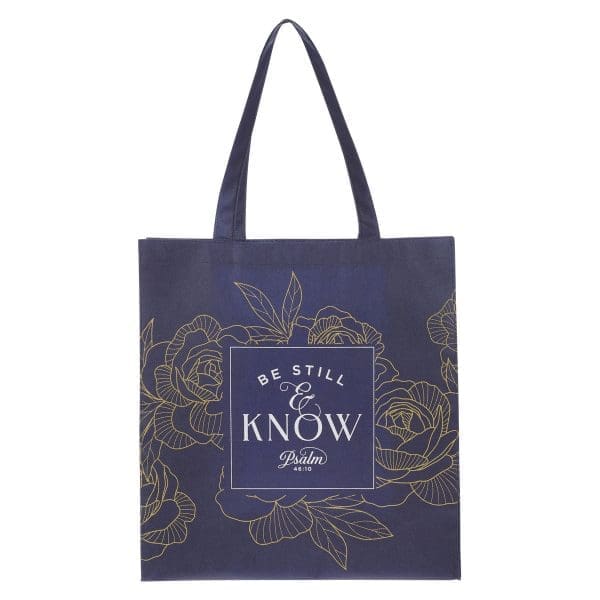Be Still and Know Navy Non-Woven Tote Bag - Image 2