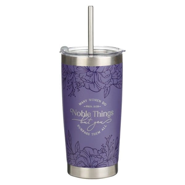 Many Women Do Noble Things But You Surpass Them All Stainless Steel Travel Mug with Straw - Image 3