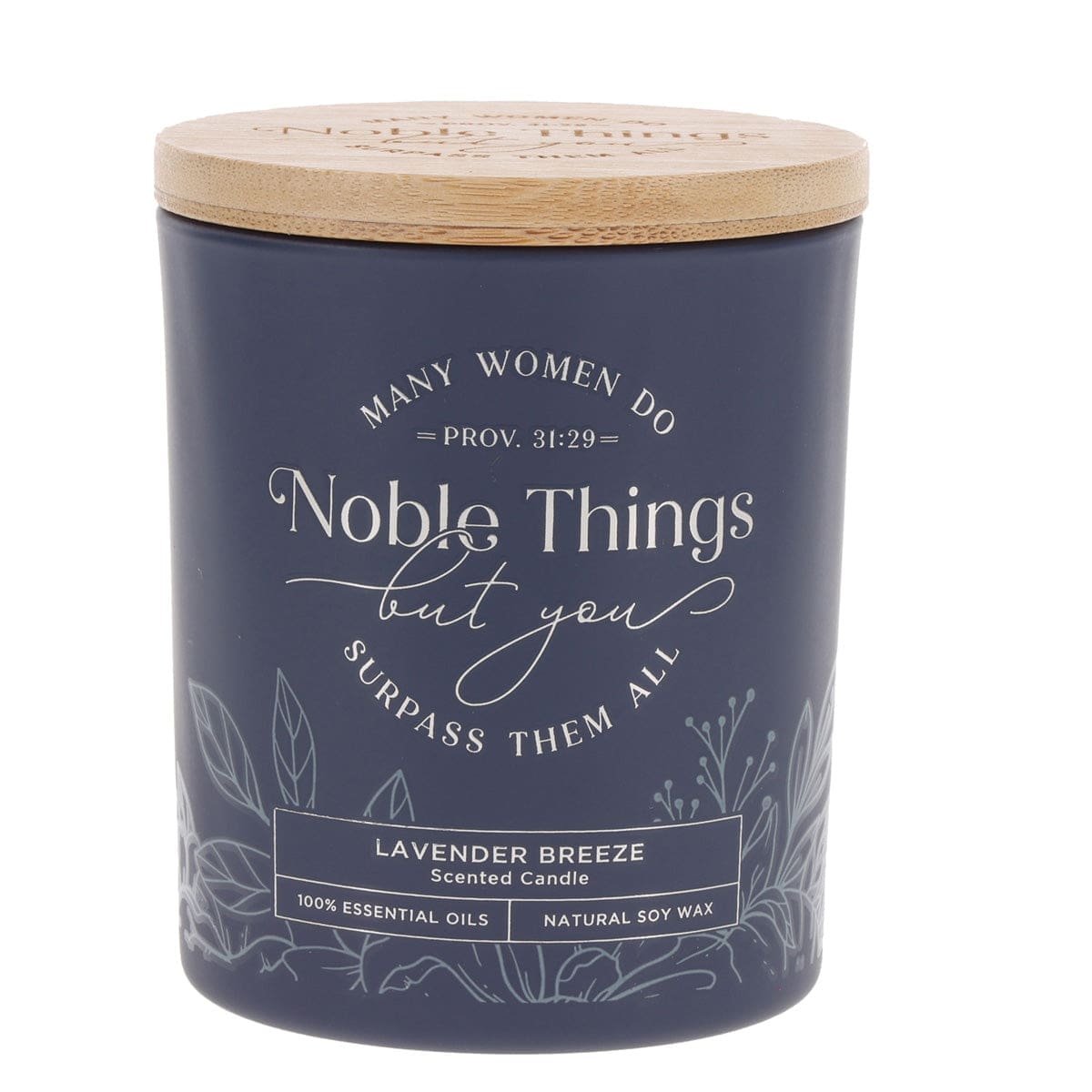 1220000328266_front Many Women Do Noble Things but You Surpass Them All Lavender Breeze Scented Candle with Bamboo Lid - Image 5