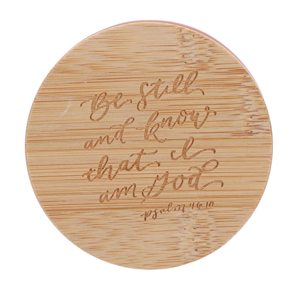 1220000328303_feature1 Be Still and Know That I Am God Vetiver and Moss Scented Candle with Bamboo Lid - Image 7