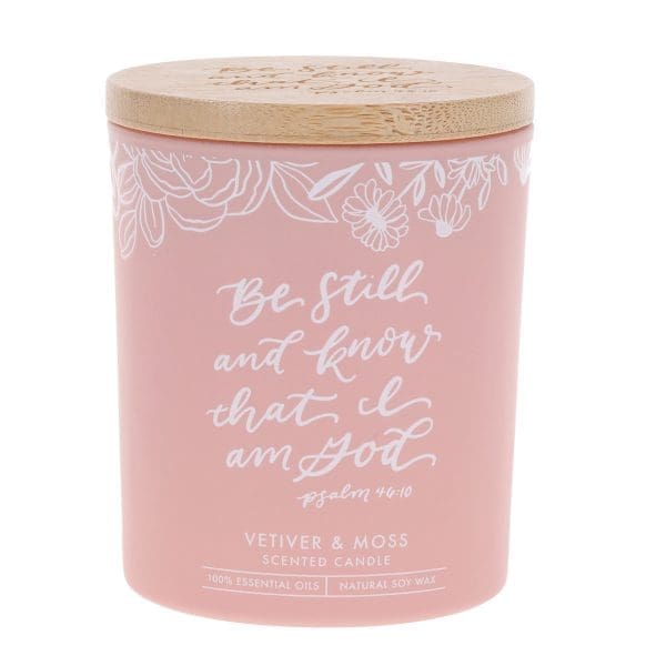 Be Still and Know That I Am God Vetiver and Moss Scented Candle with Bamboo Lid - Image 5