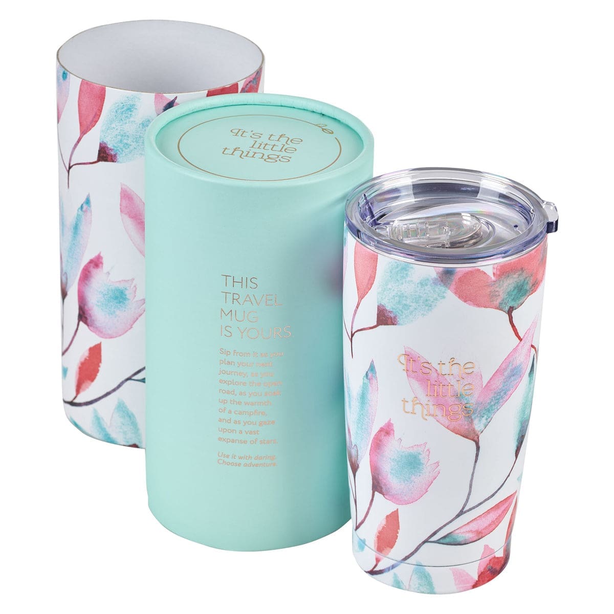 1230000109345_feature1 It's the Little Things Pink Petals Stainless Steel Mug - Image 13