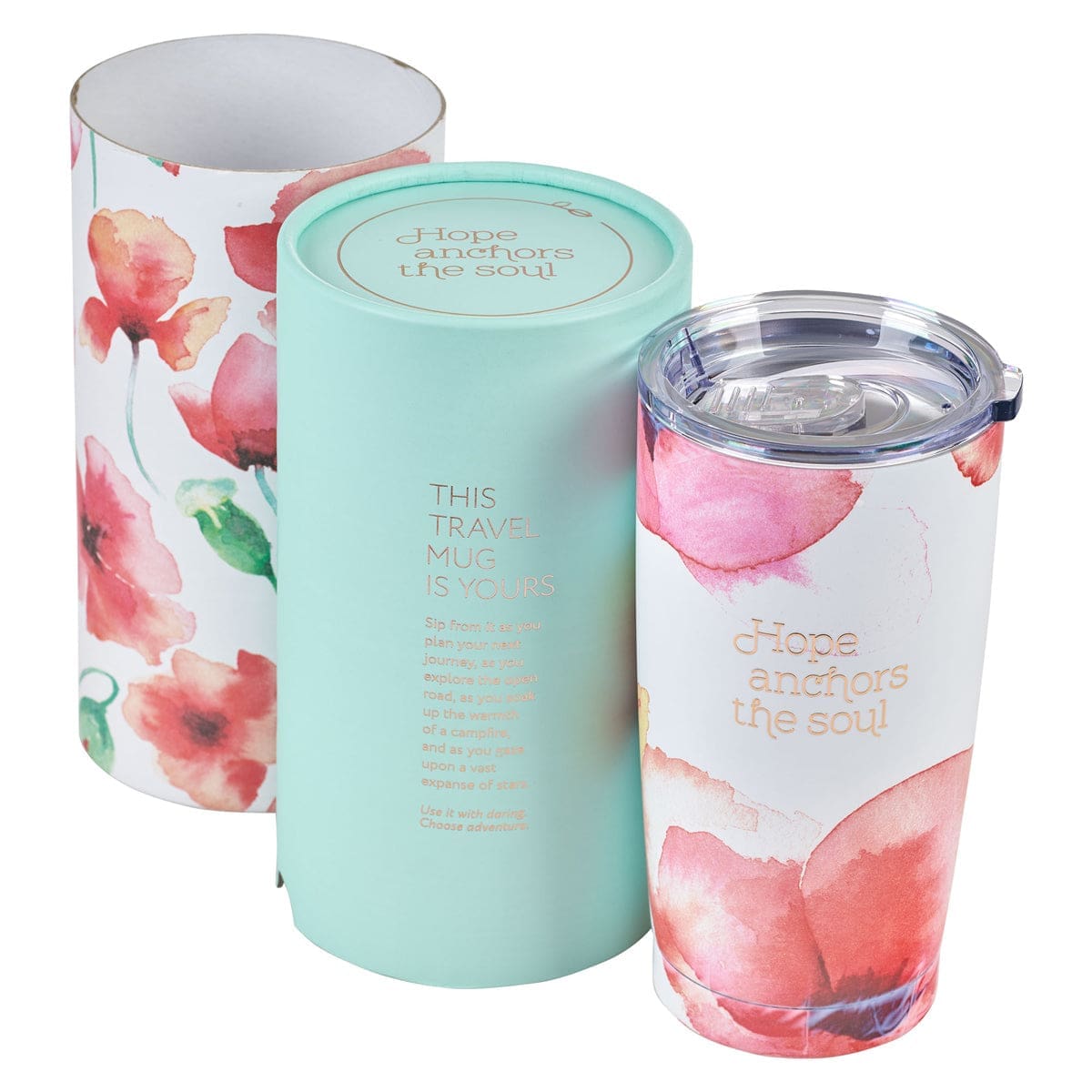 1230000109352_feature1 Hope Anchors the Soul Coral Poppies Stainless Steel Mug - Image 13