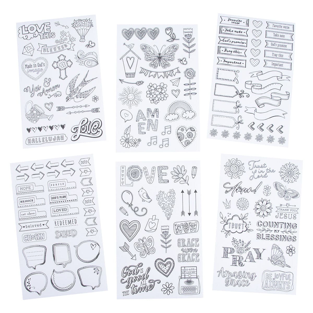 6006937160989_feature2 Coloring Stickers For Bible Journaling Set Of 6 Sticker Sheets - Image 9