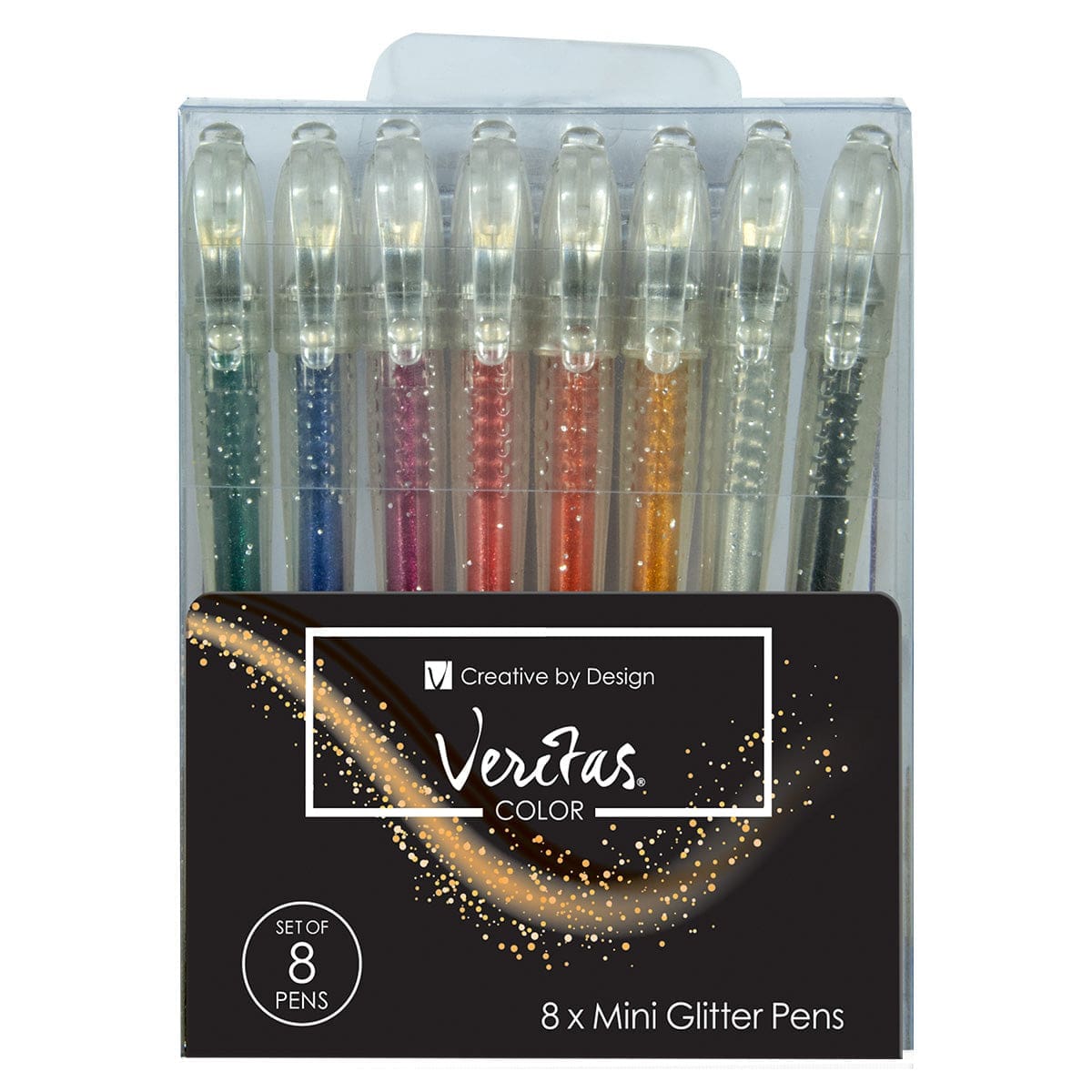 6006937165502_front Veritas Eight Piece Mini Glitter Gel Pen Set - Image 3