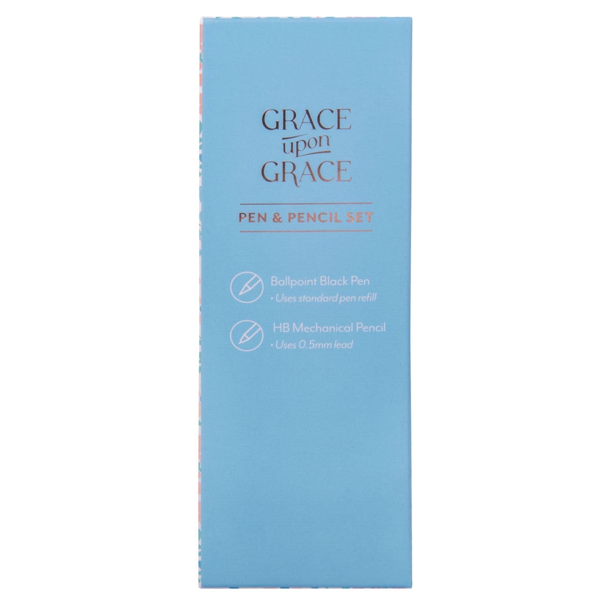 6006937165649_back Saved by Grace & Grace Upon Grace Turquoise Pen and Rose Gold Pencil Set - Image 8