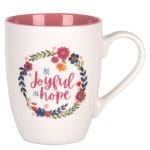 Be Joyful in Hope Pink Interior Ceramic Mug - Image 4