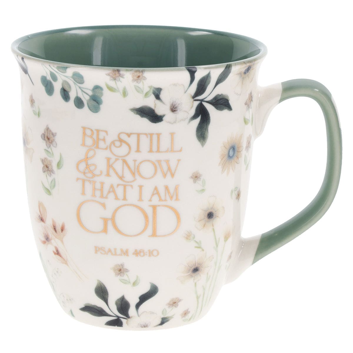 6006937168572_front Be Still & Know that I Am God Ceramic Mug with Green Interior - Image 9