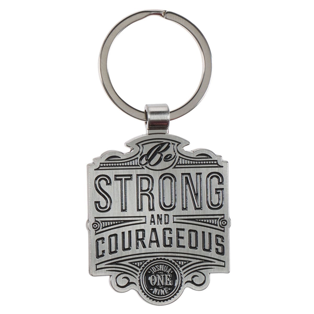 6006937169340_front Strong and Courageous Metal Key Ring - Image 3
