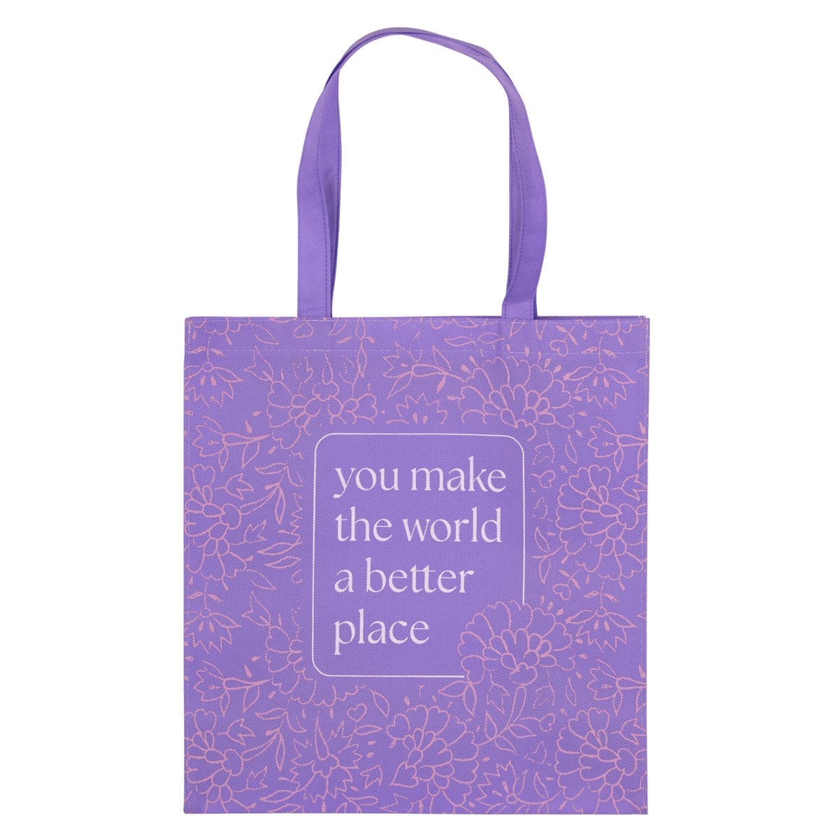 6006937169388_back You Make the World a Better Place Purple Non-Woven Tote Bag - Image 8
