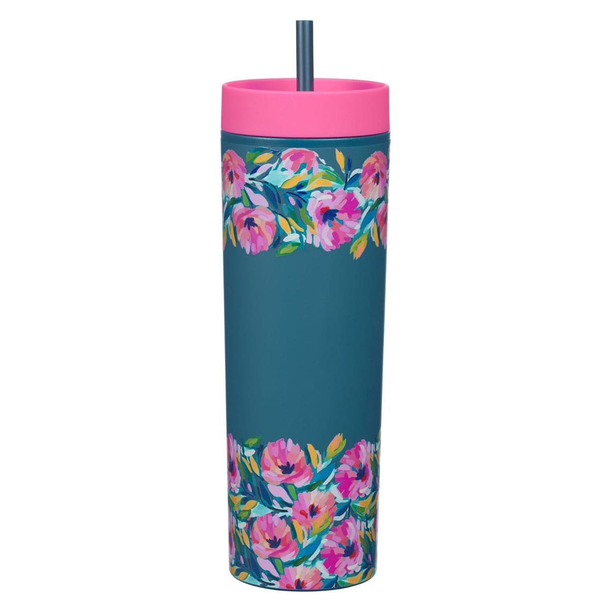 6006937171374_back Be Still & Know Plastic Travel Tumbler with Straw - Image 5