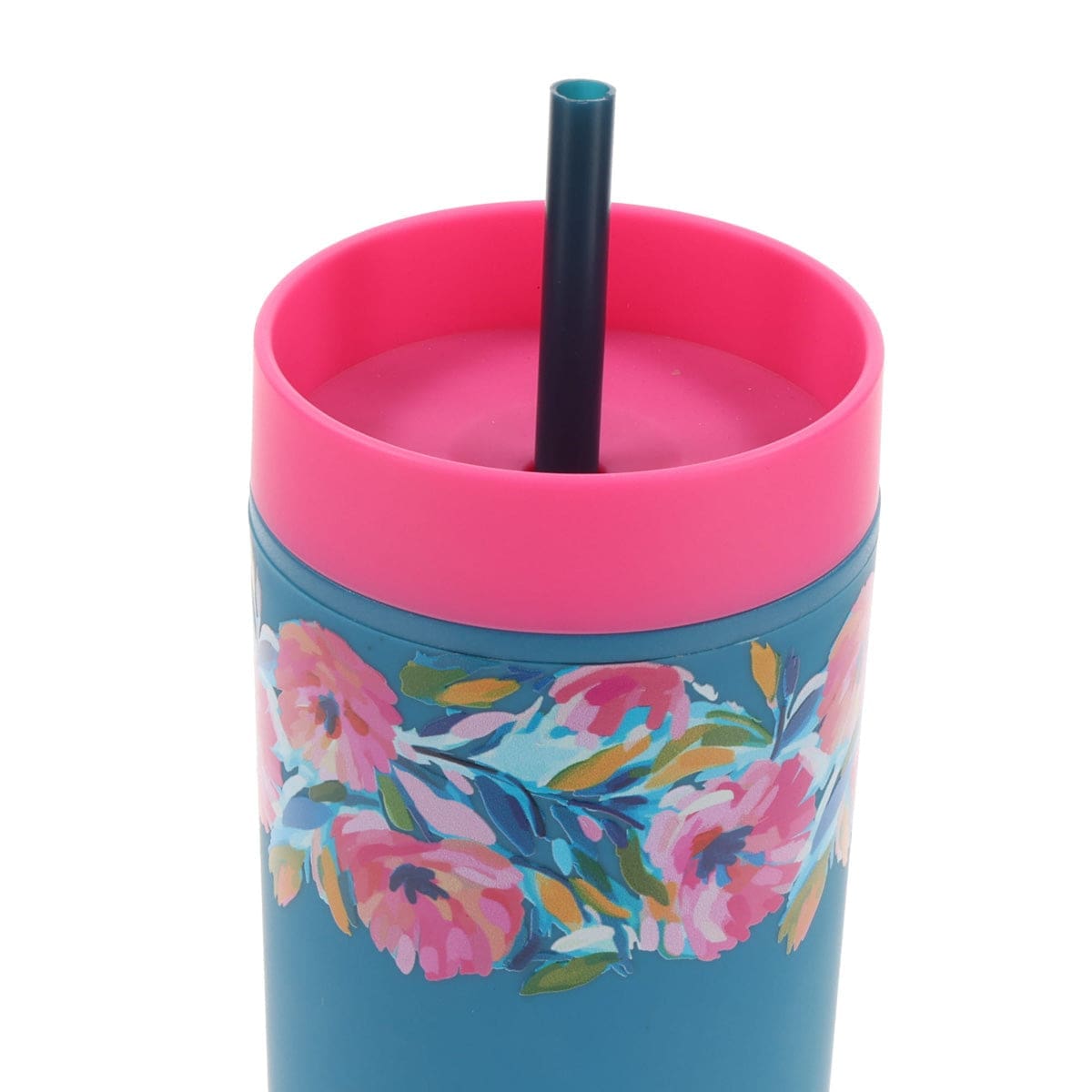 6006937171374_feature1 Be Still & Know Plastic Travel Tumbler with Straw - Image 6