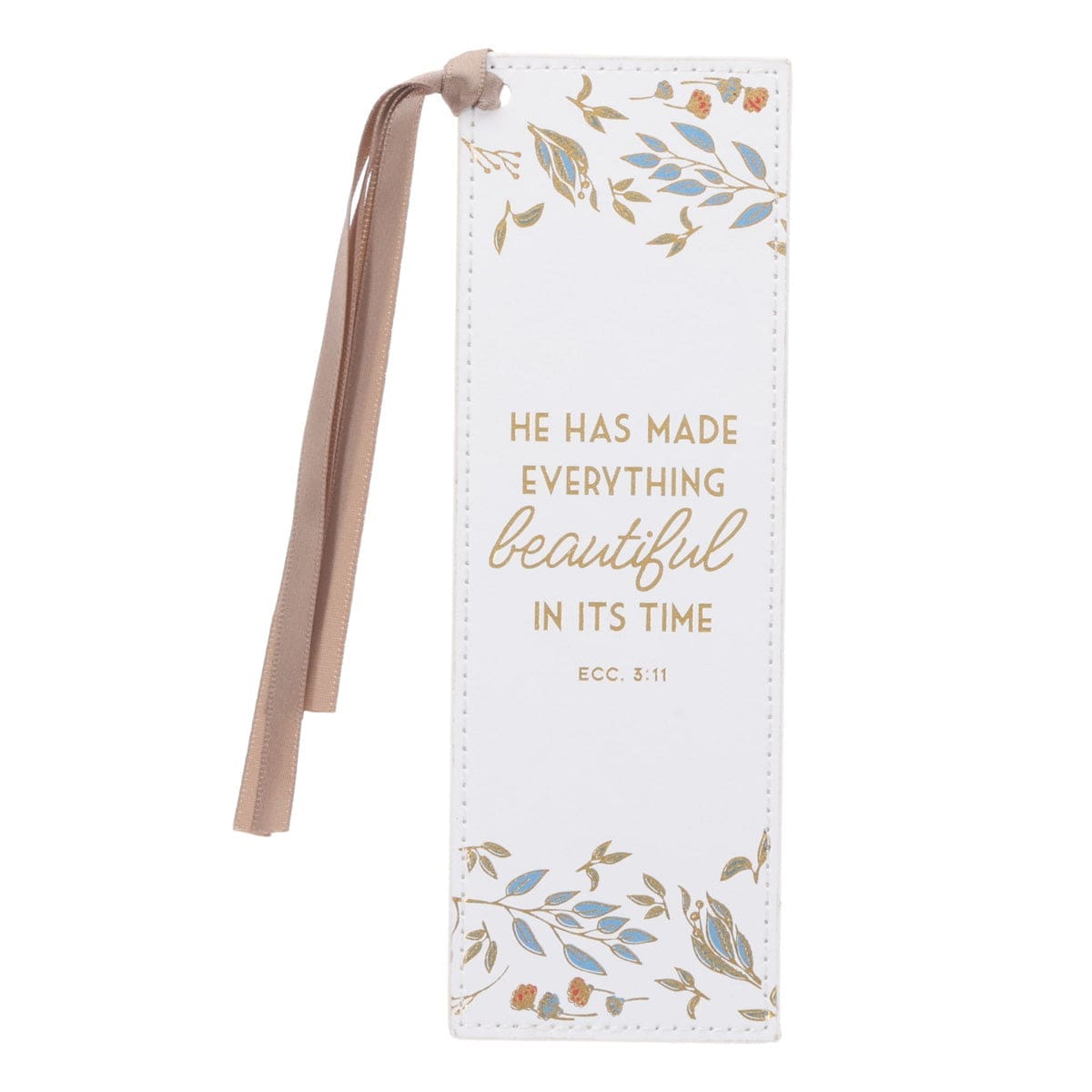 6006937171916_front Everything Beautiful Cream and Brown Faux Leather Bookmark - Image 4