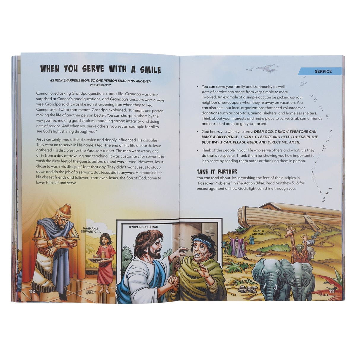 9780638002225_feature5 The Action Bible Anytime Devotions: 90 Ways to Help Kids Connect with God Anytime, Anywhere PB - Image 14