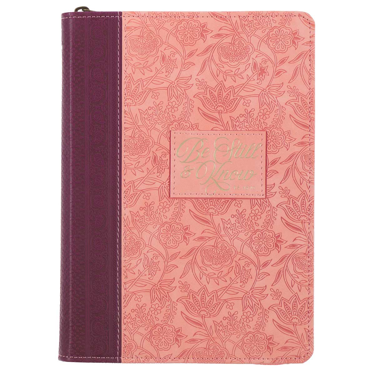 9780638002584_front Be Still and Know Pink and Burgundy Faux Leather Journal - Image 3