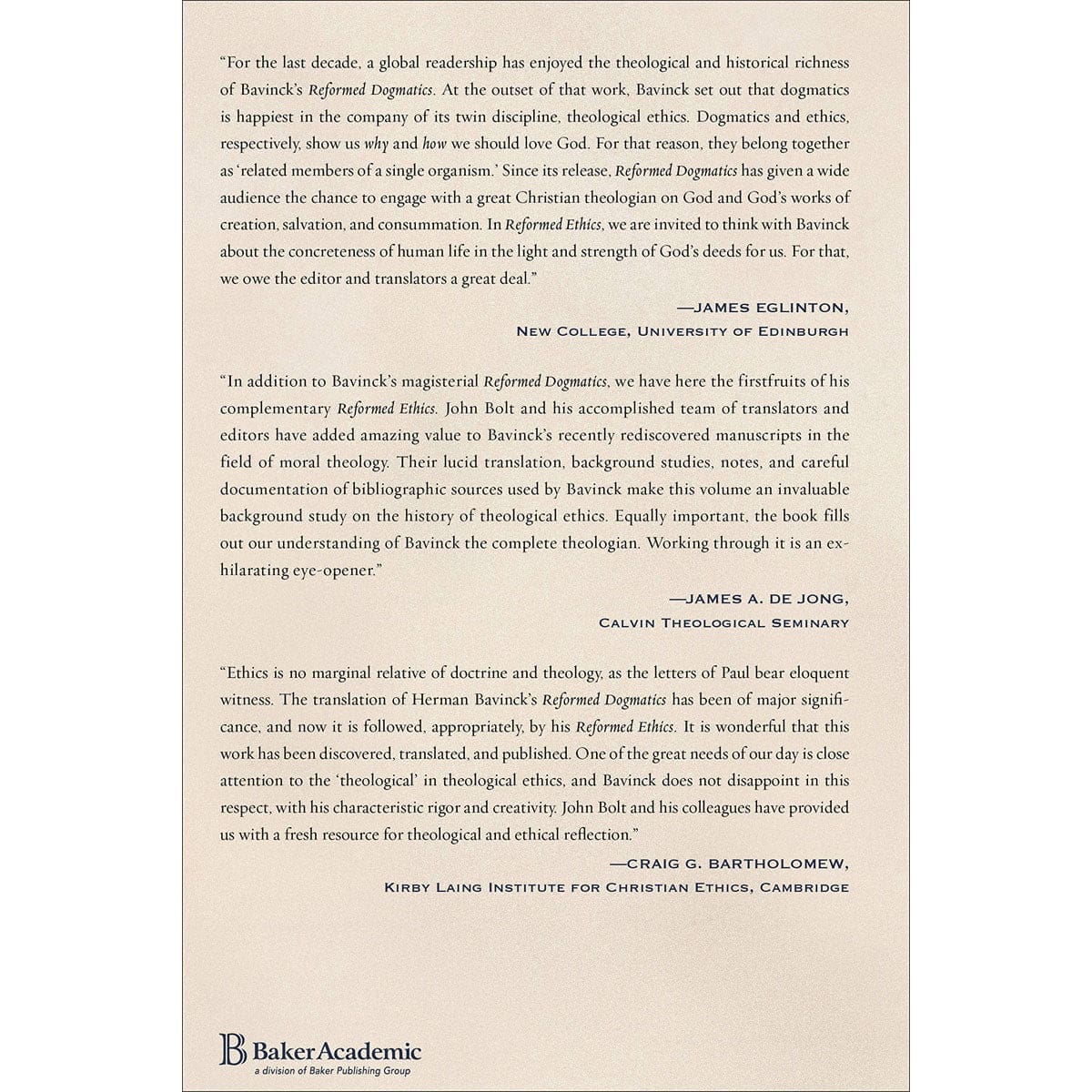 9780801098024_back Reformed Ethics: Created, Fallen, And Converted Humanity Volume 1 (Hardcover) - Image 6