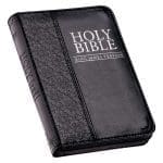 KJV Black Faux Leather Mini Pocket Edition Bible Red Letter With Zip - Image 17