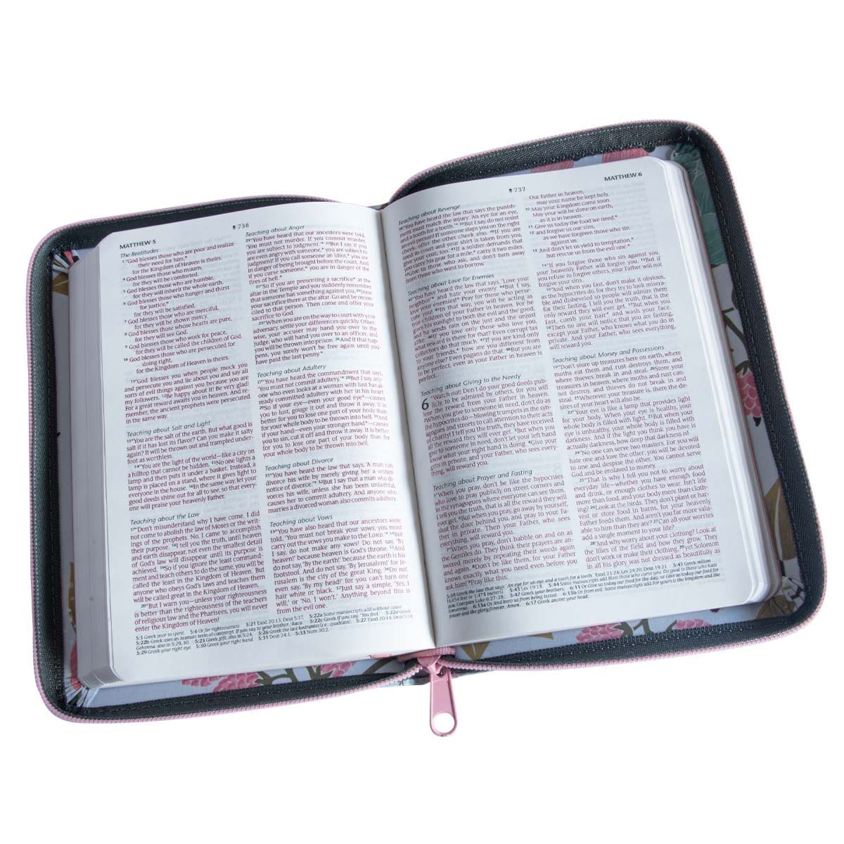 9781496455505_feature2 NLT Filament Compact Zipper Bible, Red Letter, Cloth, With Zipper, Floral Garden (Paperback) - Image 13