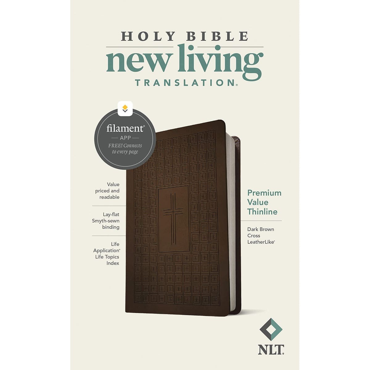 9781496458063_feature3 NLT Filament Premium Value Thinline Bible, Dark Brown Cross (Imitation Leather) - Image 12