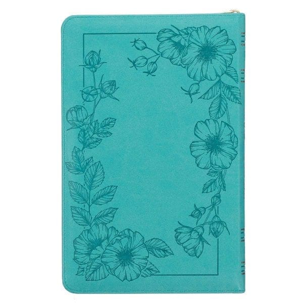 KJV Teal Floral Faux Leather Flexcover Deluxe Gift Bible With Zip - Image 14