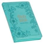 KJV Teal Floral Faux Leather Flexcover Deluxe Gift Bible With Zip - Image 15