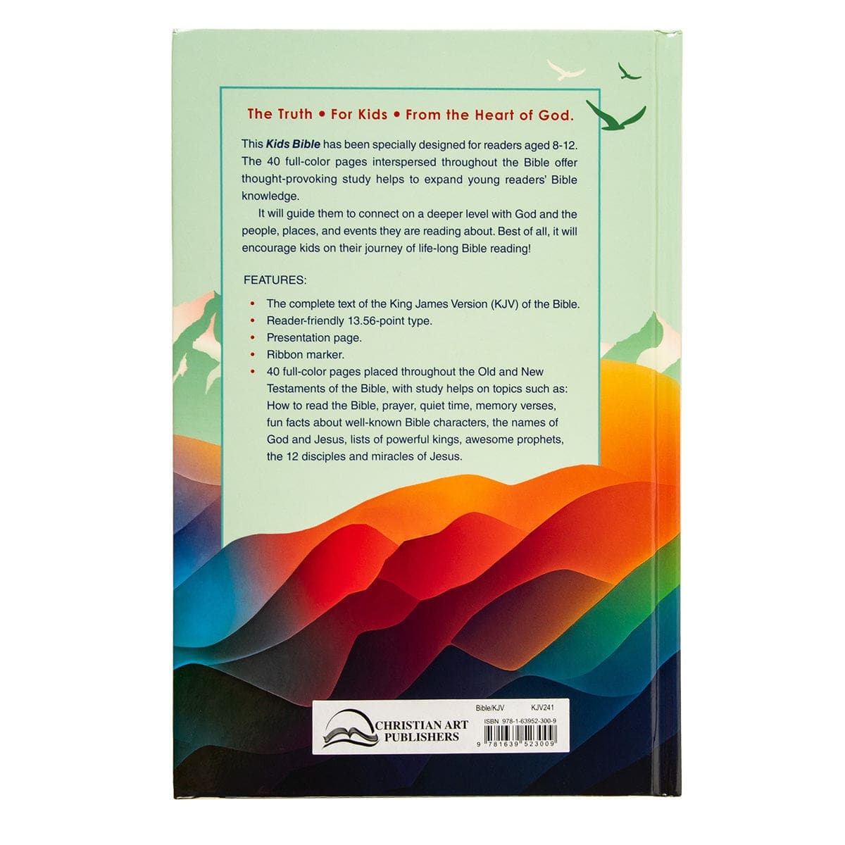 9781639523009_back KJV Teal Mountains Hardcover Kids Bible Large Print - Image 14