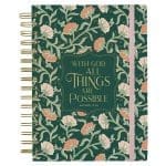 With God All Things are Possible Green Chunky Hardcover Wirebound Journal with Elastic Closure - Image 3