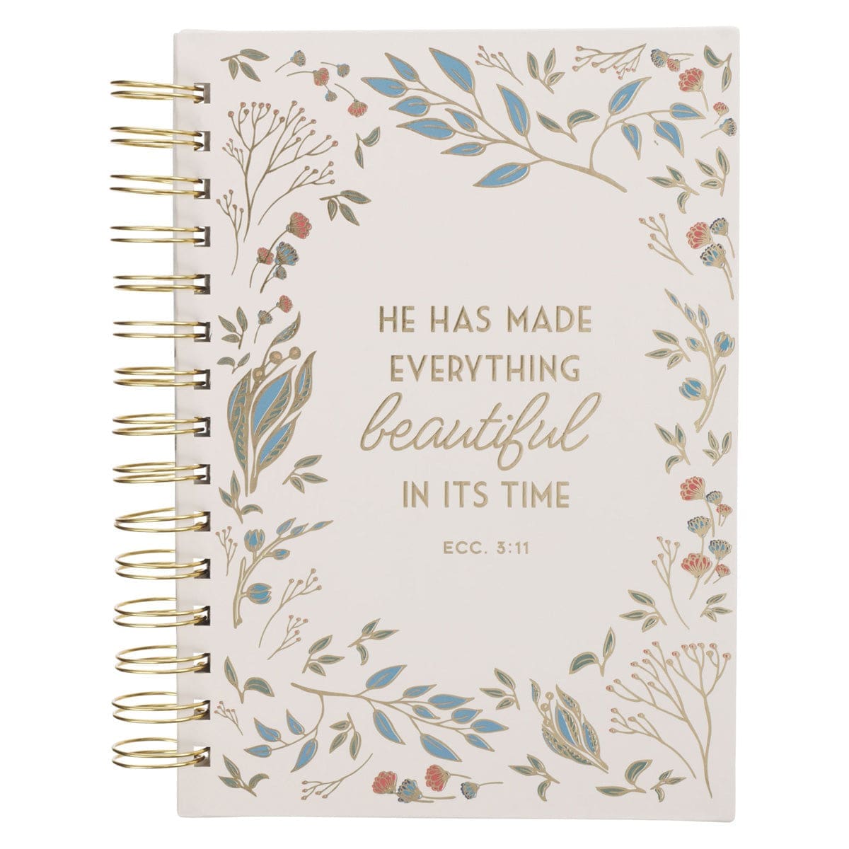 9781639528677_front He Has Made Everything Beautiful in Its Time Ivory Floral Large Hardcover Wirebound Journal - Image 1