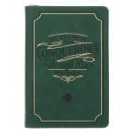 We Are More than Conquerors Through Him Who Loved Us Green Faux Leather Journal with Zipped Closure - Image 3
