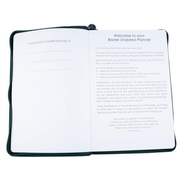 Baxter Undated Planner Premium Edition Green (Durable Synthetic Fibre Flexcover With Zip) - Image 20