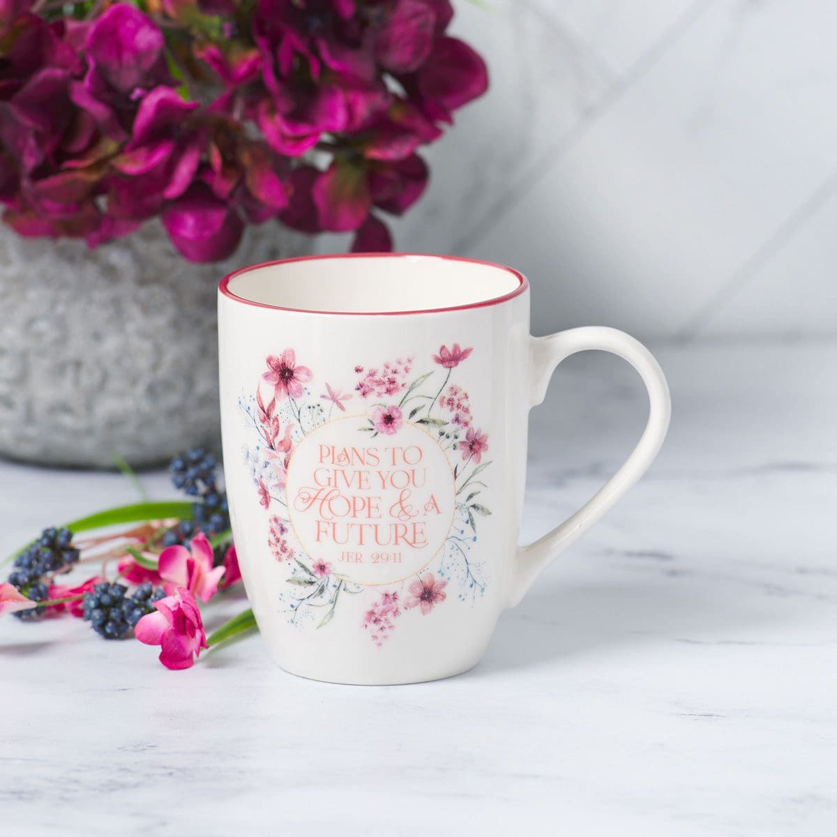 1220000323759_feature1 Plans To Give You Hope And A Future Floral Ceramic Mug - Jeremiah 29:11 - Image 12