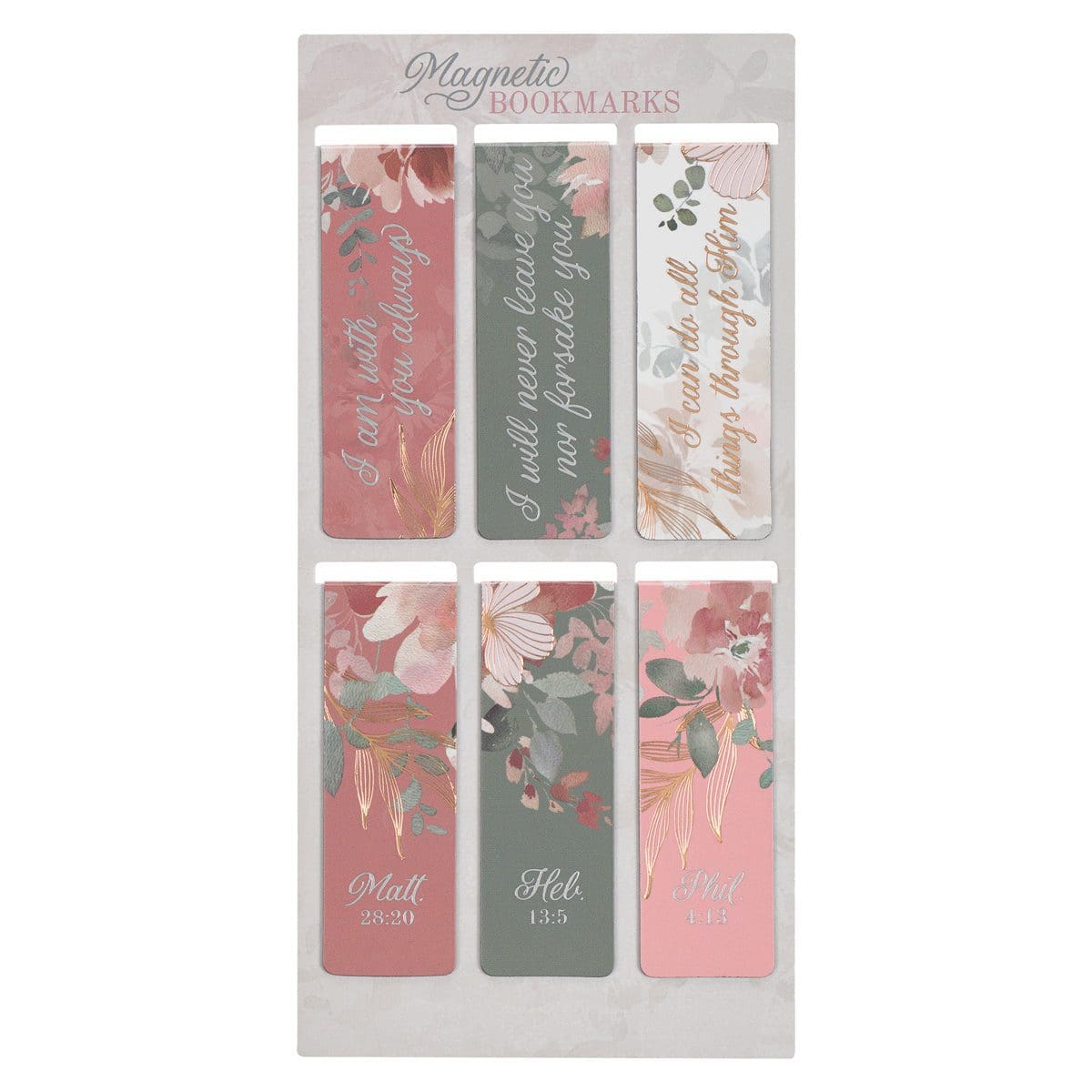 1220000325968_front Foiled Floral Six-Piece Magnetic Bookmark Set - Image 1