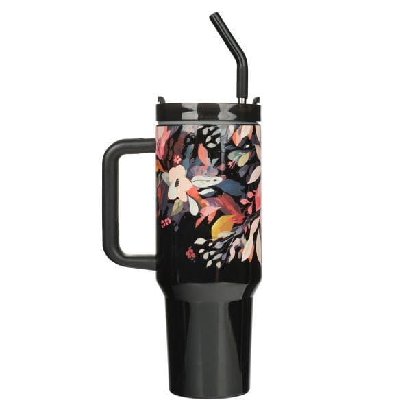 For I Know the Plans Large Stainless Steel Travel Mug with Handle and Straw - Image 2