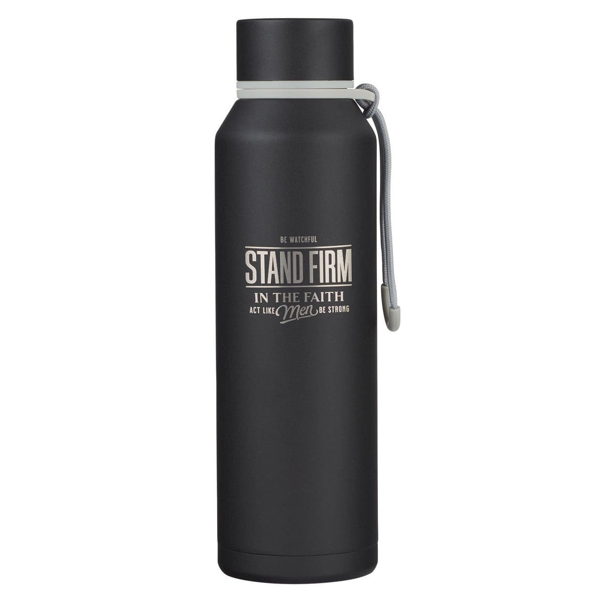 1220000326866_front Stand Firm Black Stainless Steel Water Bottle - Image 7
