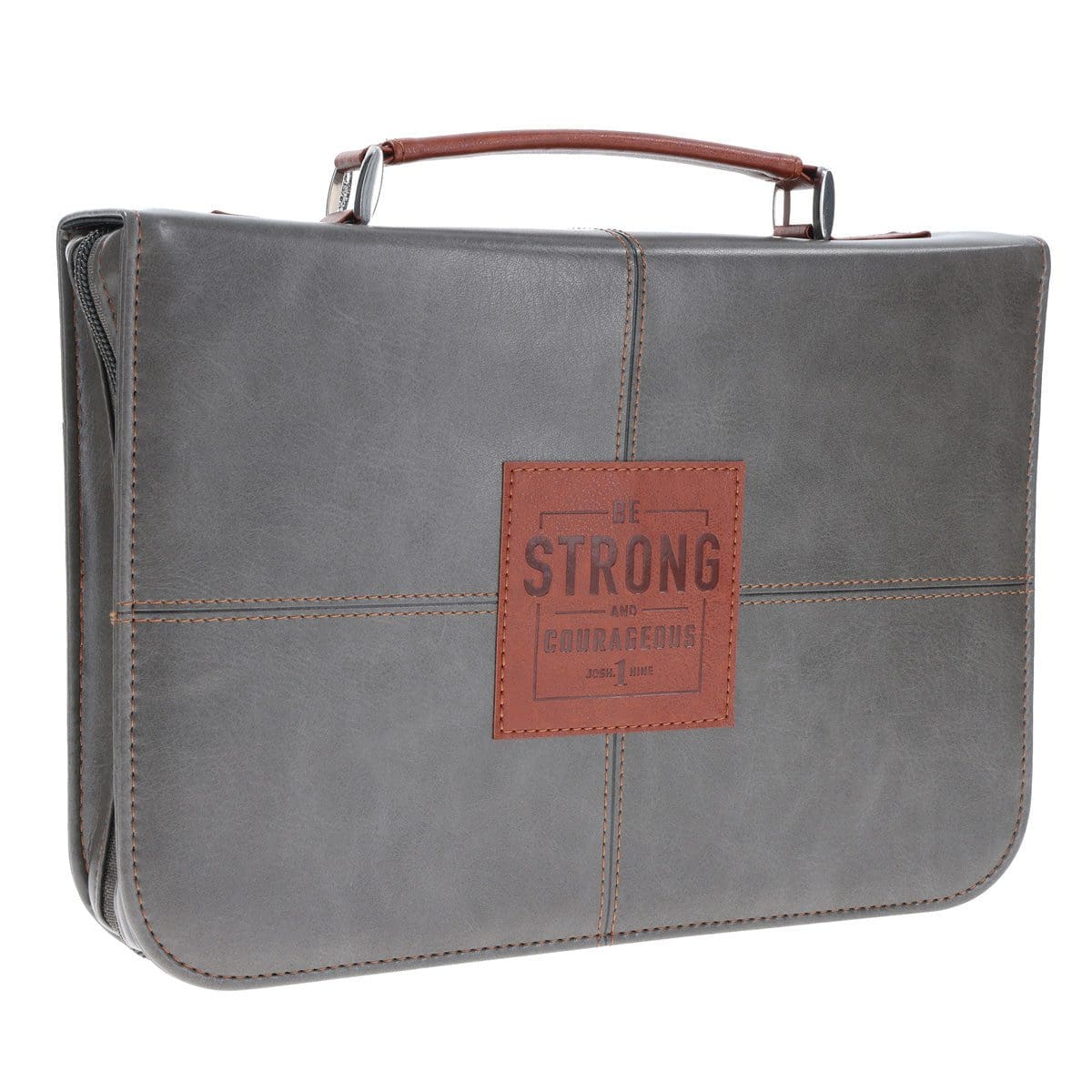 1220000327139X_feature1 Strong and Courageous Faux Leather Bible Bag - Image 3