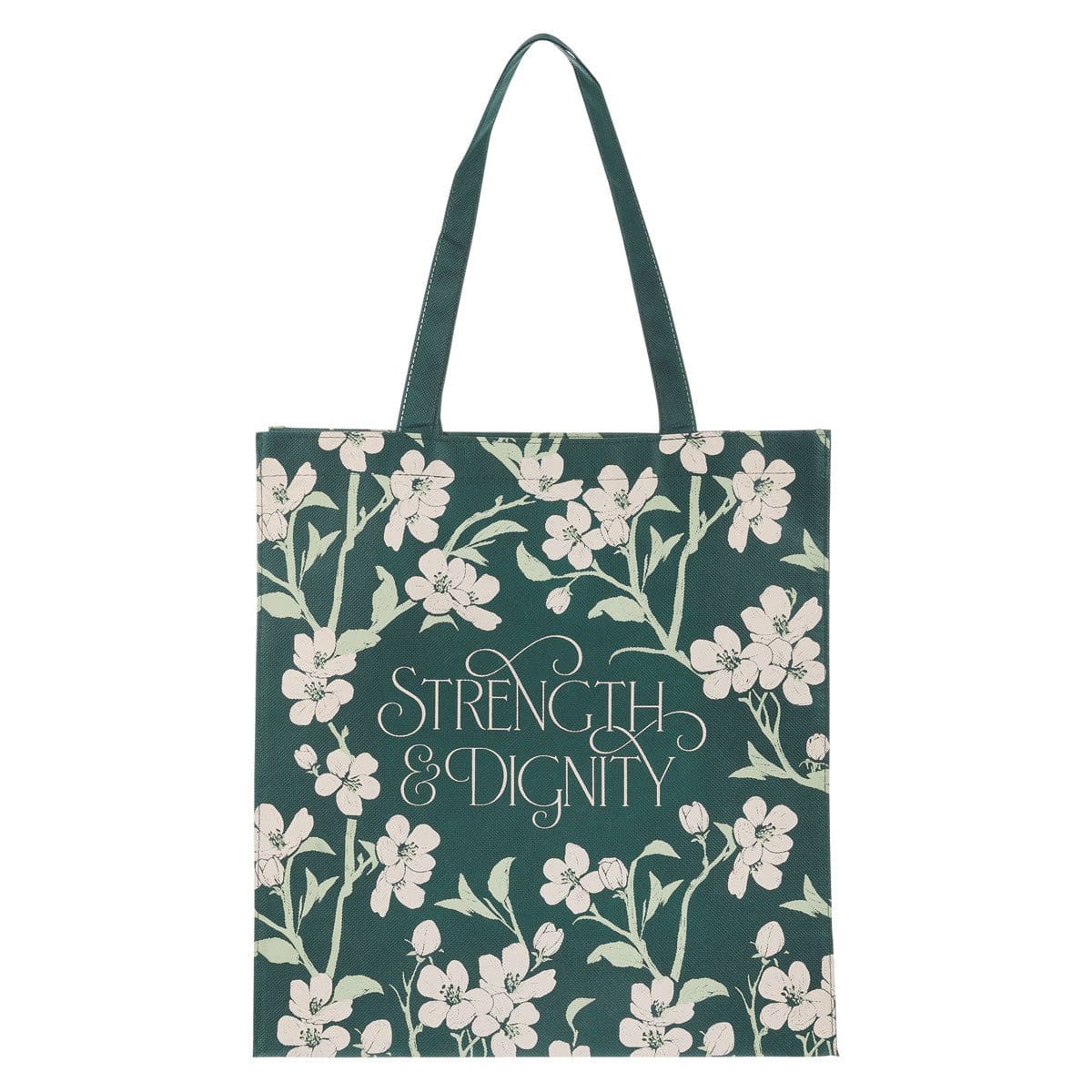 1220000327238_front Strength and Dignity Green Non-Woven Tote Bag - Image 4
