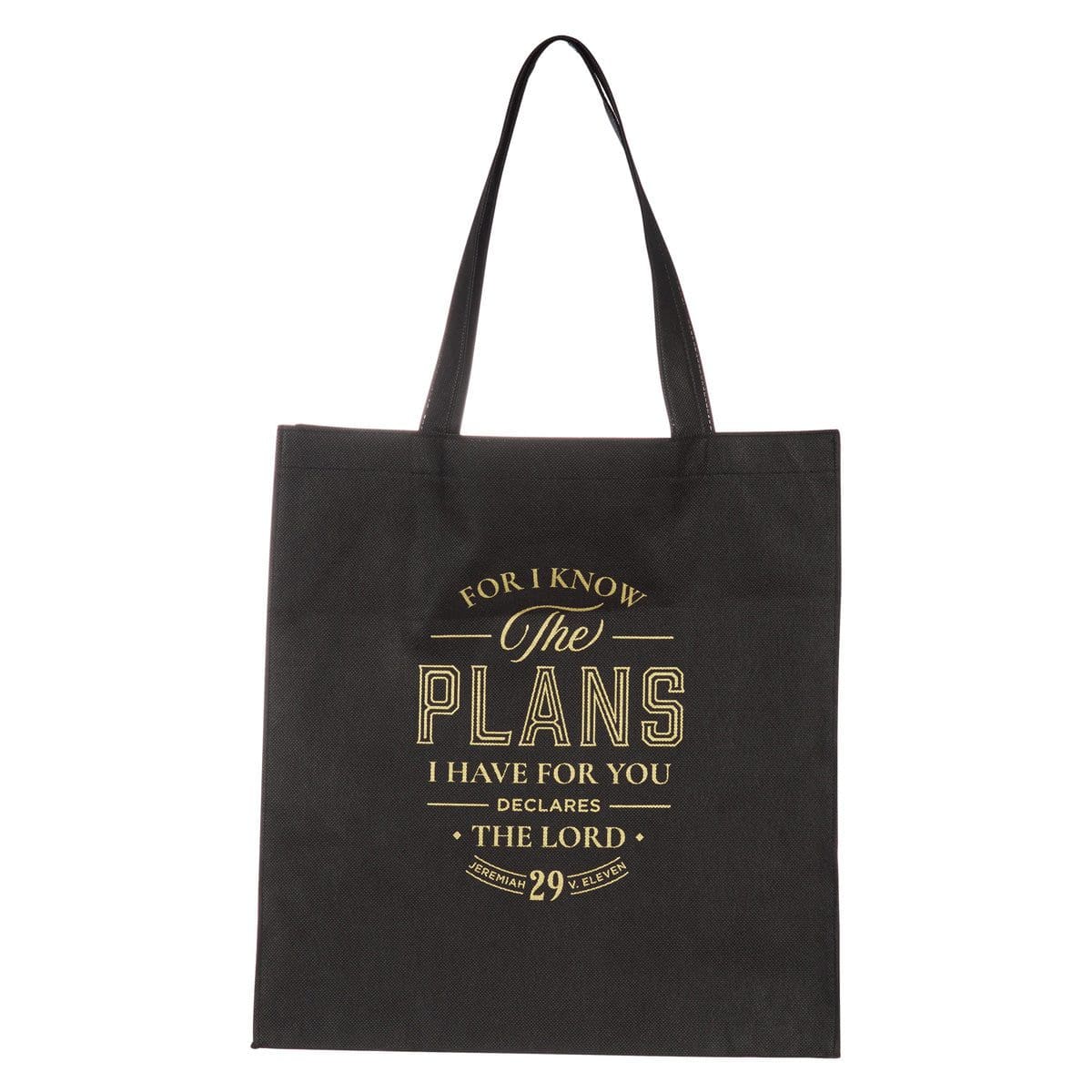 1220000327252_front For I Know the Plans I Have for You Declares the Lord Black Non-Woven Tote Bag - Image 5