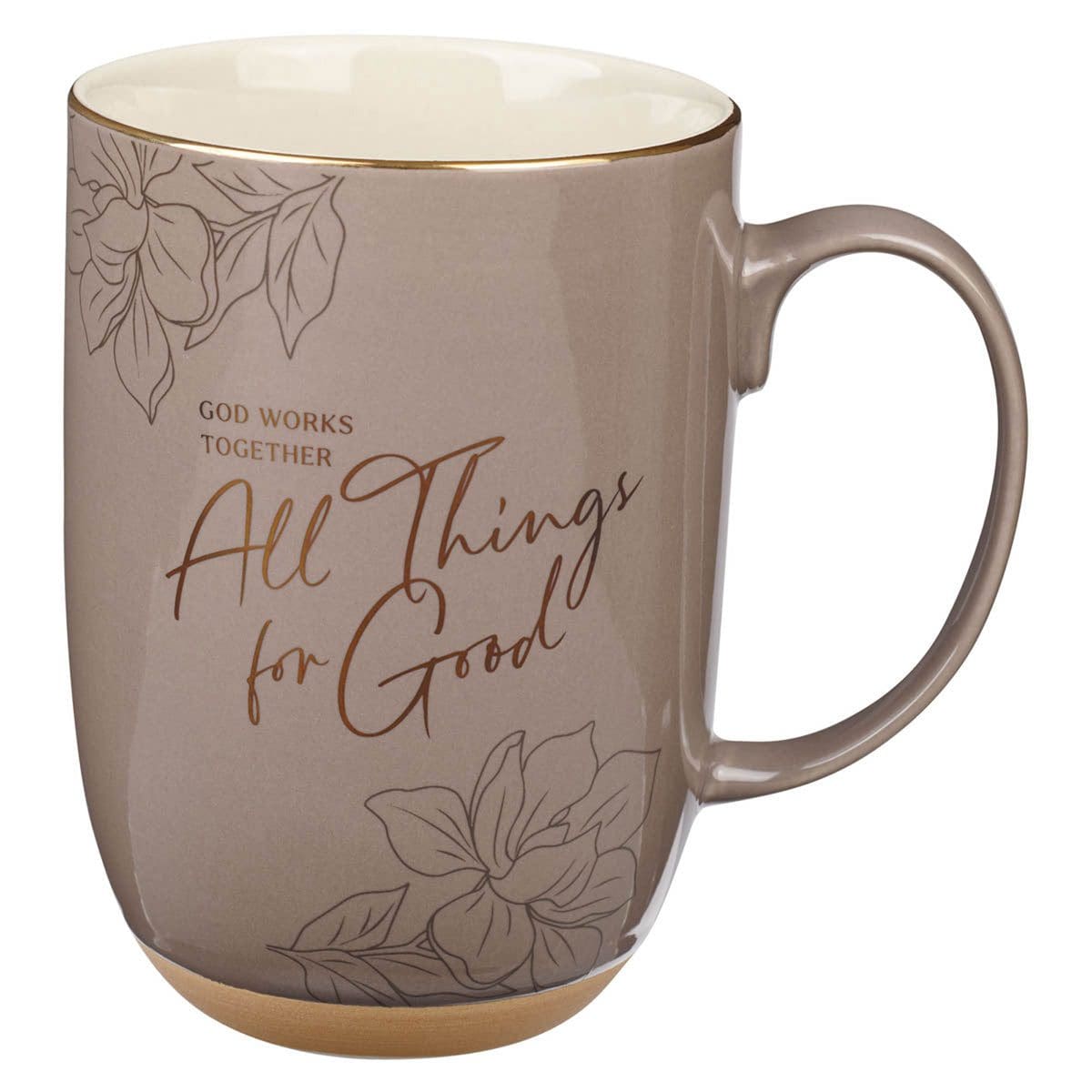 1220000327467_front God Works Together All Things for Good Taupe Ceramic Mug with Cream Interior - Image 5