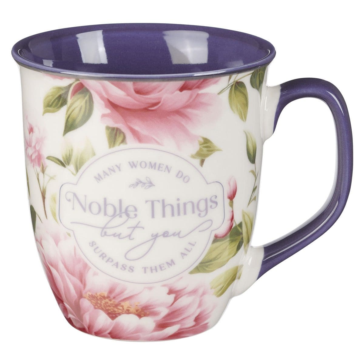 1220000327504_front Many Women Do Noble Things But You Surpass Them All Ceramic Mug with Blue Interior - Image 5
