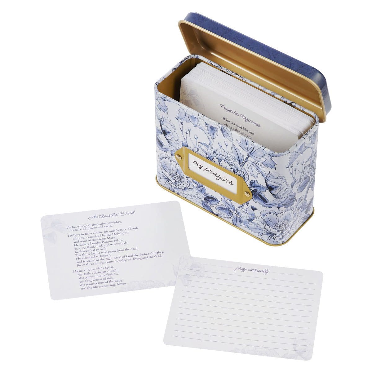 1220000327689_feature1 My Prayers Blue Floral Promise Cards in Tin - Image 10